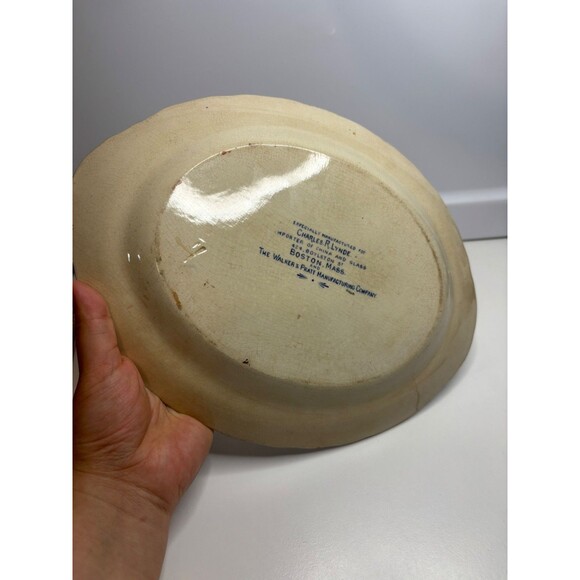 Antique Blue Transferware Crawford Cooking Ranges Advertising Platter. (AS IS) - Picture 6 of 10